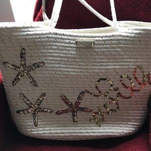 RARE! Lilly Pulitzer Woven with Gold Metallic Accents Voyager Tote Bag